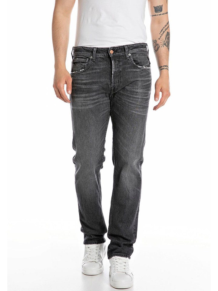 

Джинсы облегающего кроя антрацитового цвета Replay