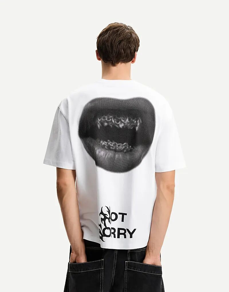 

Футболка Bershka с коротким рукавом и принтом белого цвета