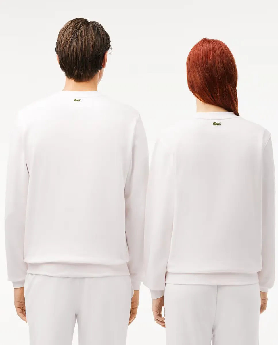 Унисекс небрашированный плюшевый свитшот Lacoste, белый — фото 2