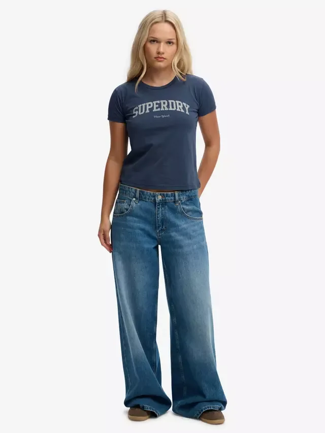 Спортивная приталенная футболка с графическим принтом Athletic Essentials Superdry, Lauren Navy — фото 3