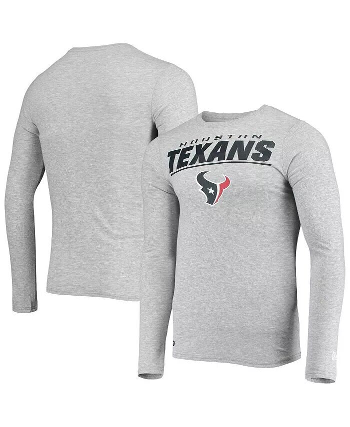 

Мужская серая футболка Houston Texans с длинным рукавом с эффектом меланжевого цвета New Era