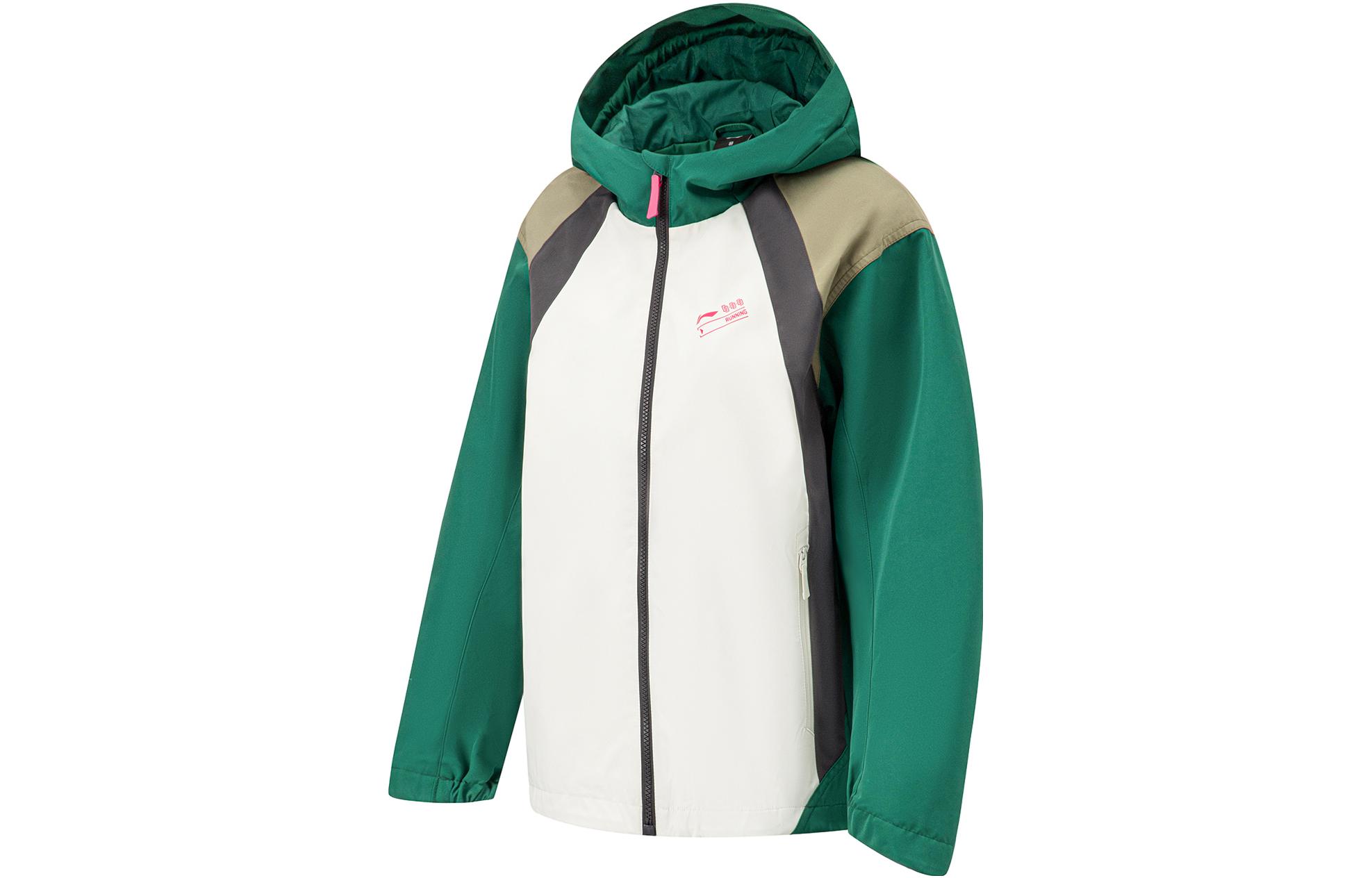 

LINING Тренч из коллекции бегунов женский туманно-белый штормовой зеленый, Mist White Storm Green