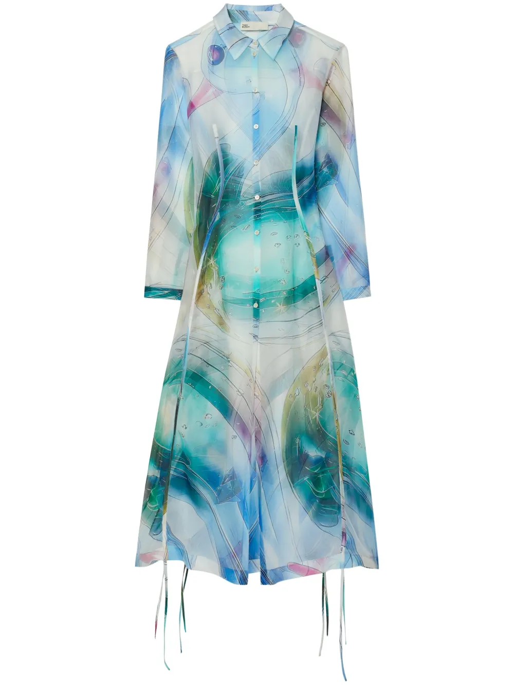 

Шелковое платье из органзы Tory Burch, синий