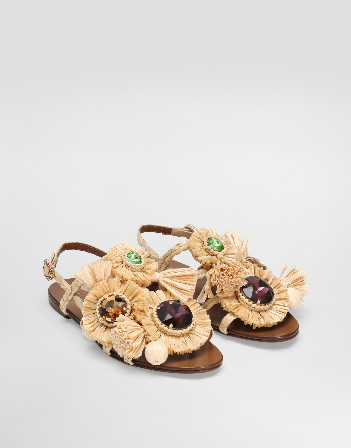 Плетеные шлепанцы из рафии Dolce & Gabbana, мультиколор — фото 2