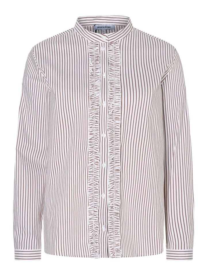 

полосатая эластичная блузка с оборками коричневого/белого цвета More & More