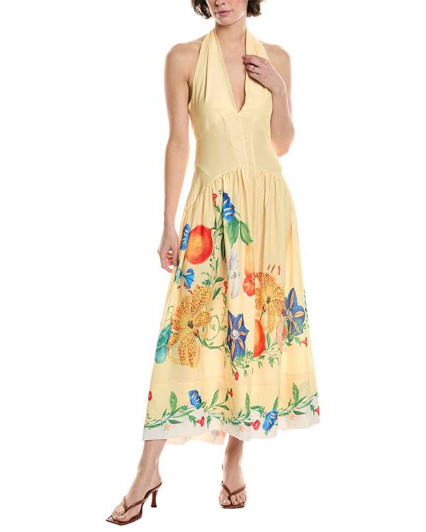 

REVERIEE Хлопковый миди-сарафан на бретелях, желтый