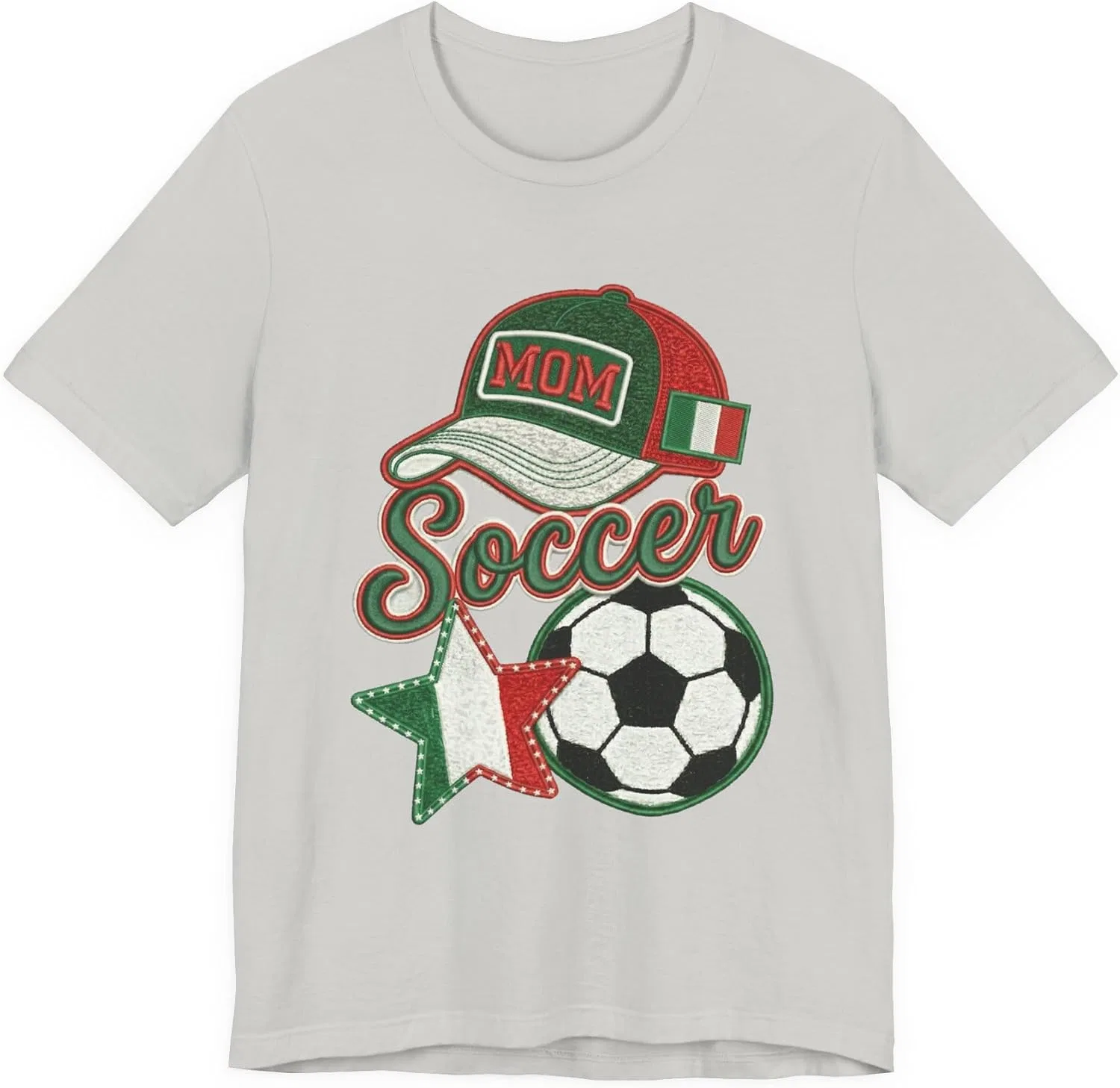 Футболка с принтом Mom Soccer Cap and Ball, Silver