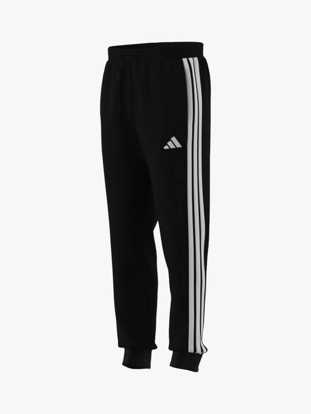 Мужские незаменимые флисовые брюки в три полоски adidas, черный/белый — фото 3