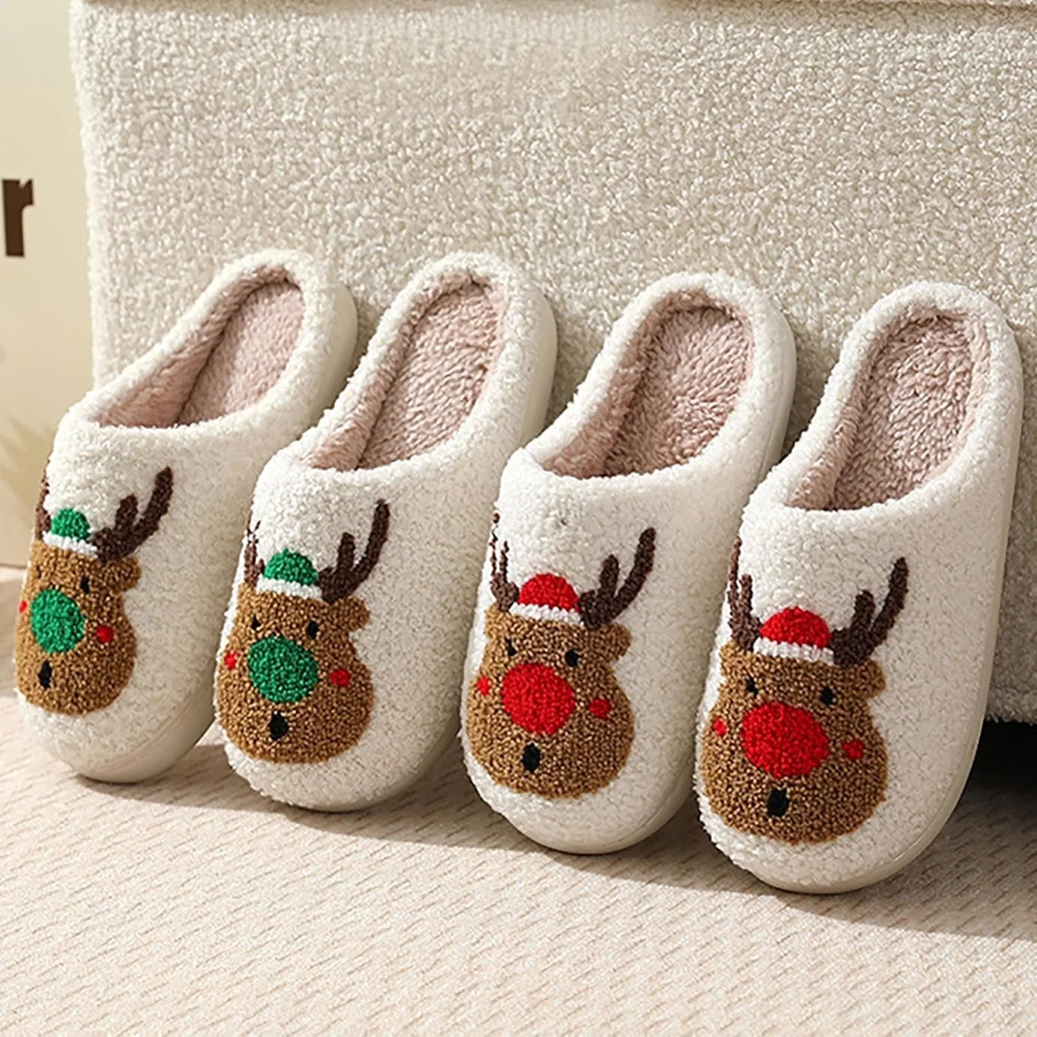 Женские теплые тапочки, мужские тапочки, мягкие зимние теплые нескользящие осенне-зимние тапочки Dasongff, зеленый — фото 4