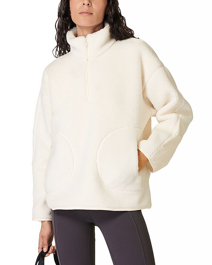 

Флисовая толстовка на молнии с ворсистой текстурой Sweaty Betty, слоновая кость/кремовый