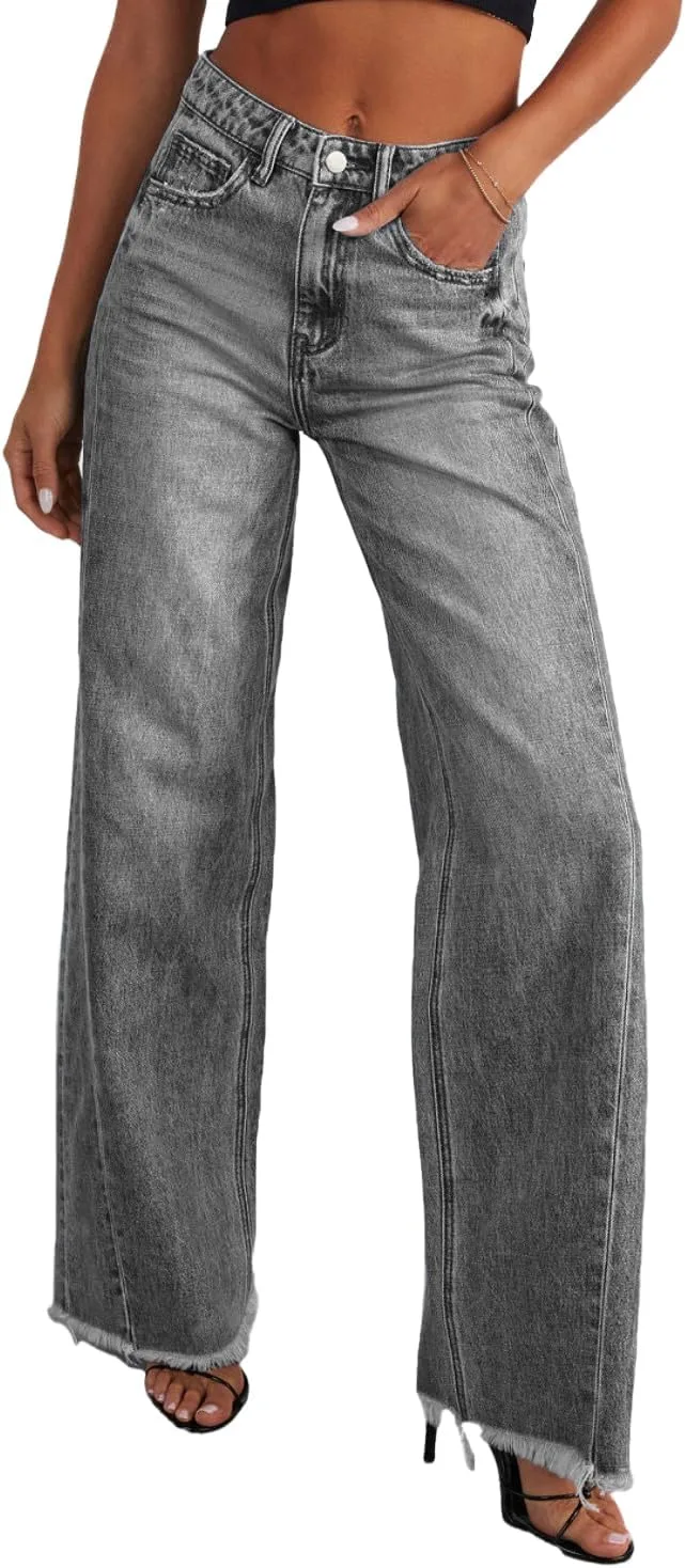 

Женские джинсы с прямыми штанинами и рваным краем ZYULACKY