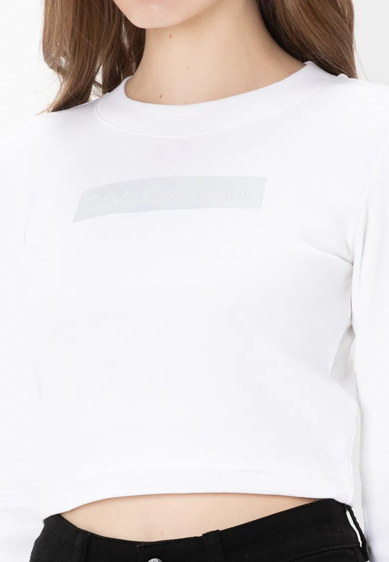 Футболка с длинным рукавом, логотип, Calvin Klein Jeans, ярко-белый — фото 3
