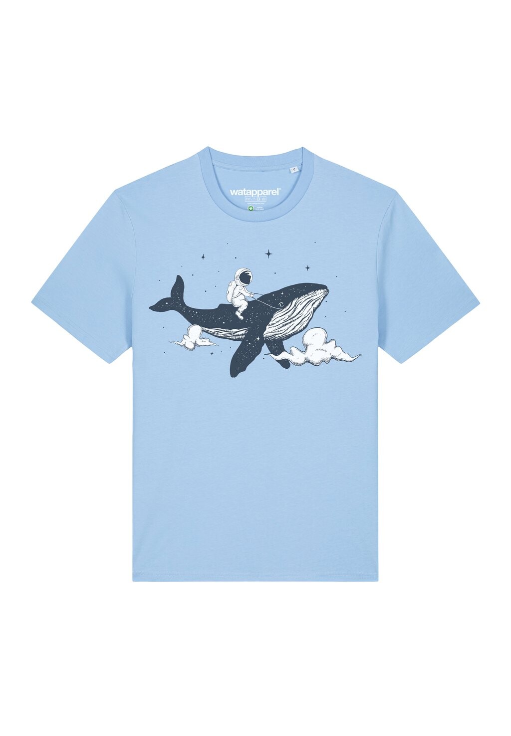 

Футболка с принтом SPACEWHALE watapparel, светло-голубой