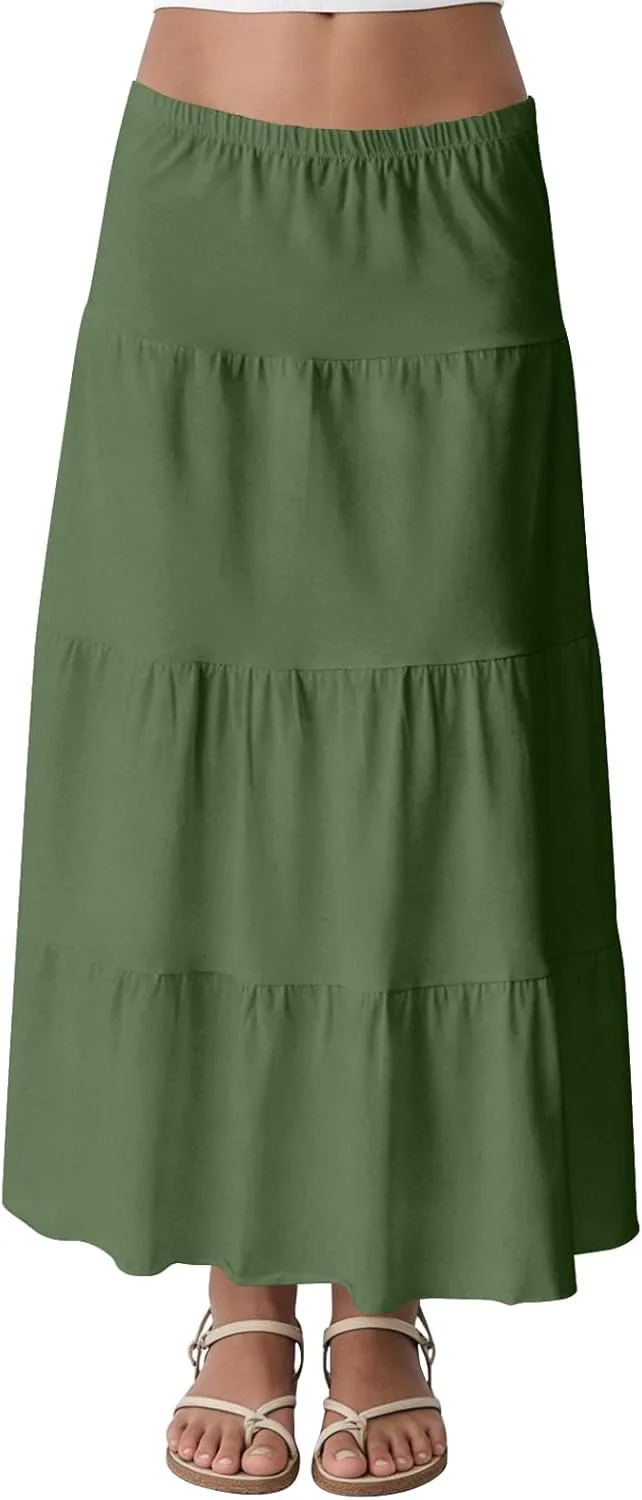 

FlekmanArt юбка макси для женщин с рюшами и плиссировкой летняя на высокой талии