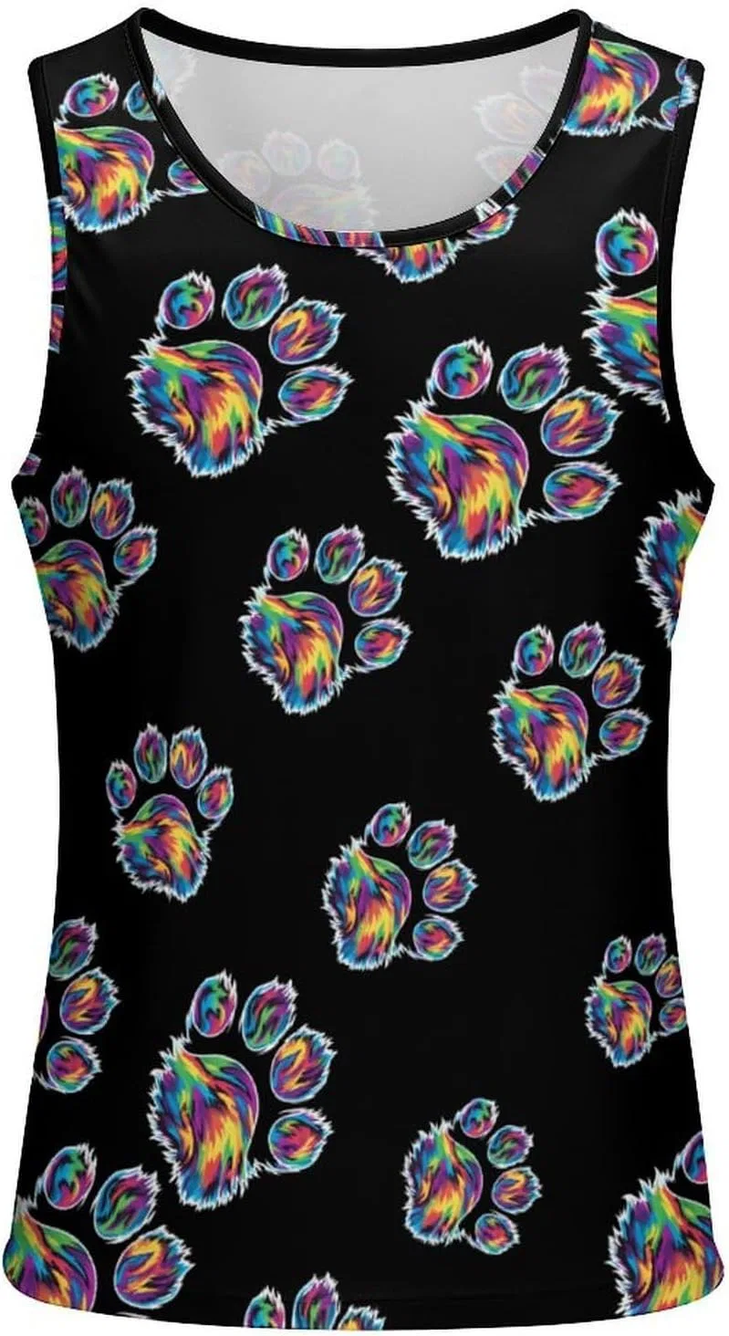 Мужской топ-безрукавка с принтом Tie Dye Cat Dog Paw, Generic, Style — фото 2