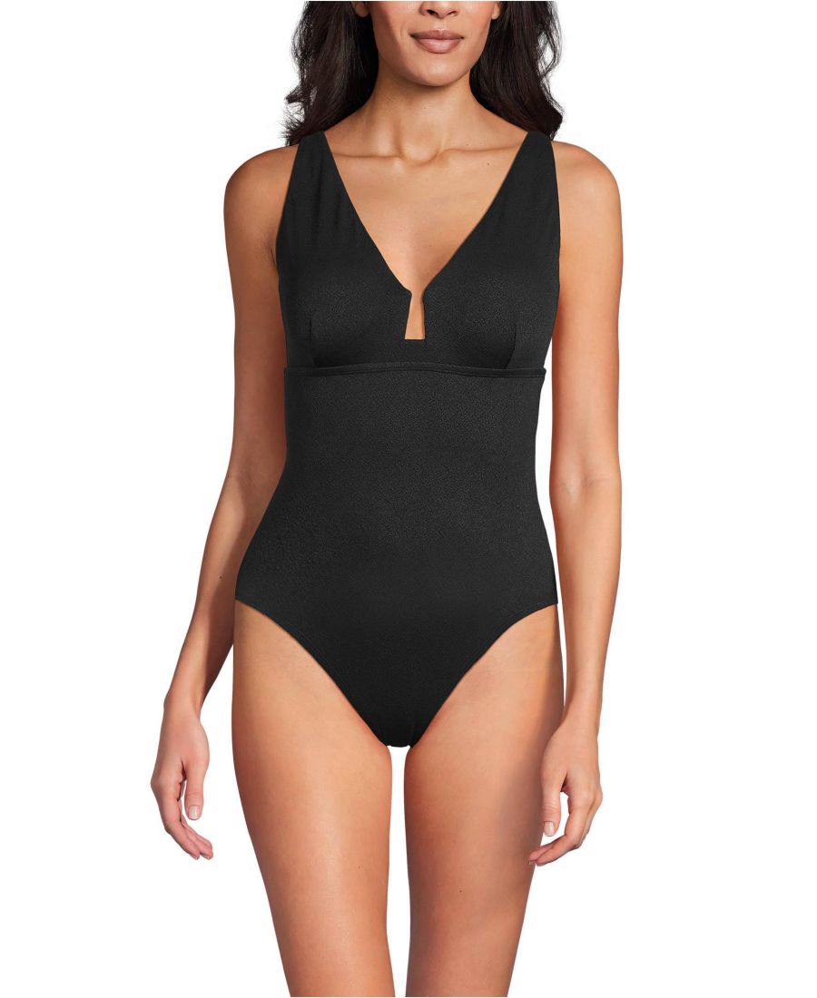 

Женский прямоугольный цельный купальник из крепа на косточках Lands' End, Black, Черный, Женский прямоугольный цельный купальник из крепа на косточках Lands' End, Black