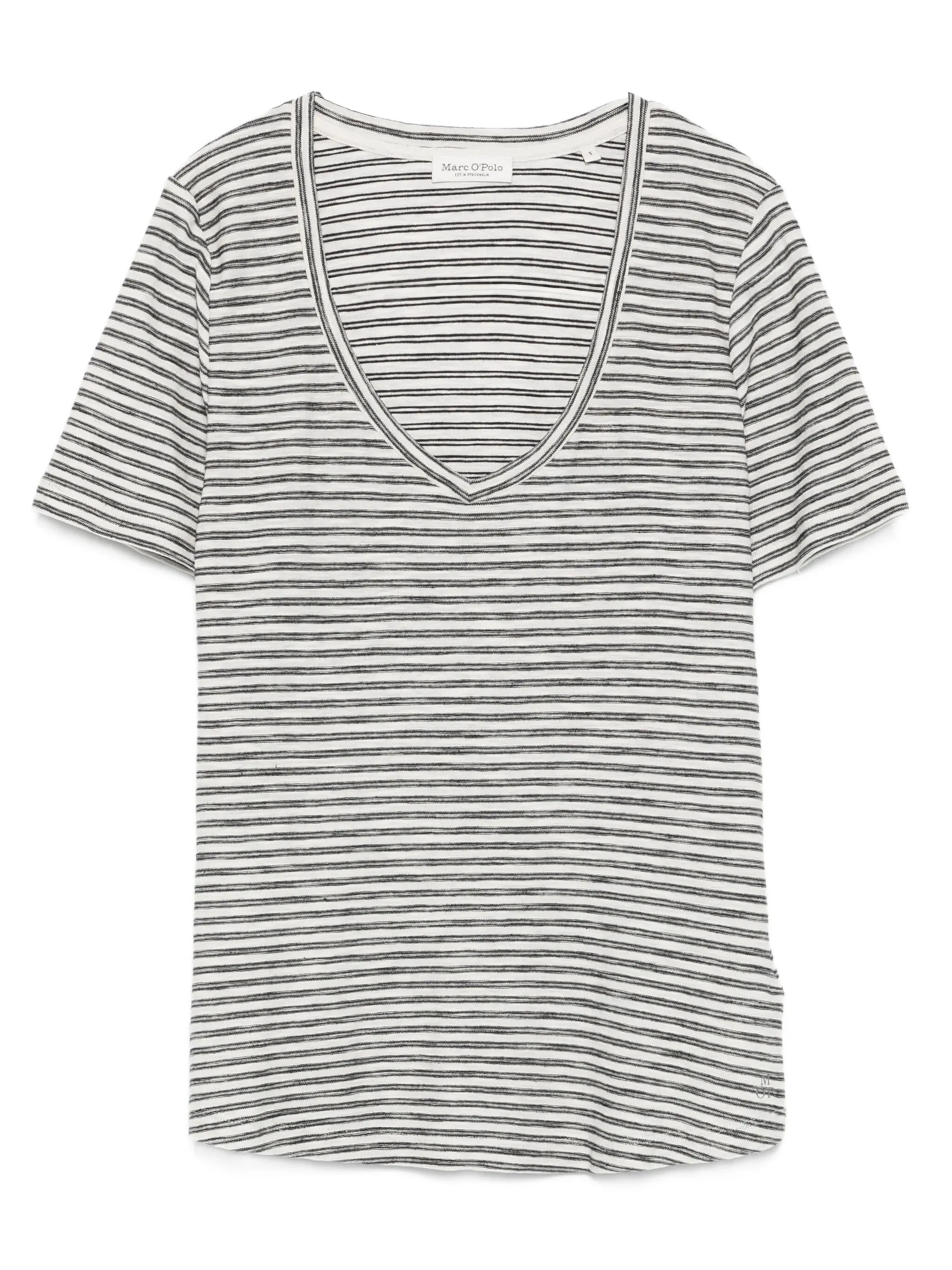 

Полосатая футболка с V-образным вырезом Marc O'Polo, черный