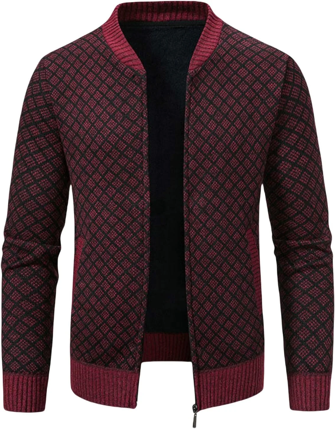 

Мужской кардиган на молнии с воротником-стойкой, утепленный флисом OAKVERVE