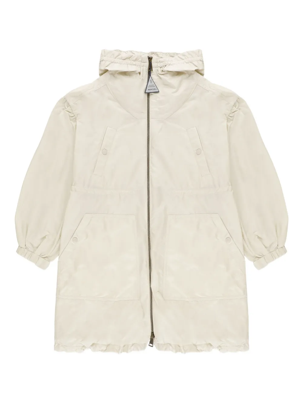 

Пуховик с капюшоном и оборками Moncler Enfant, белый