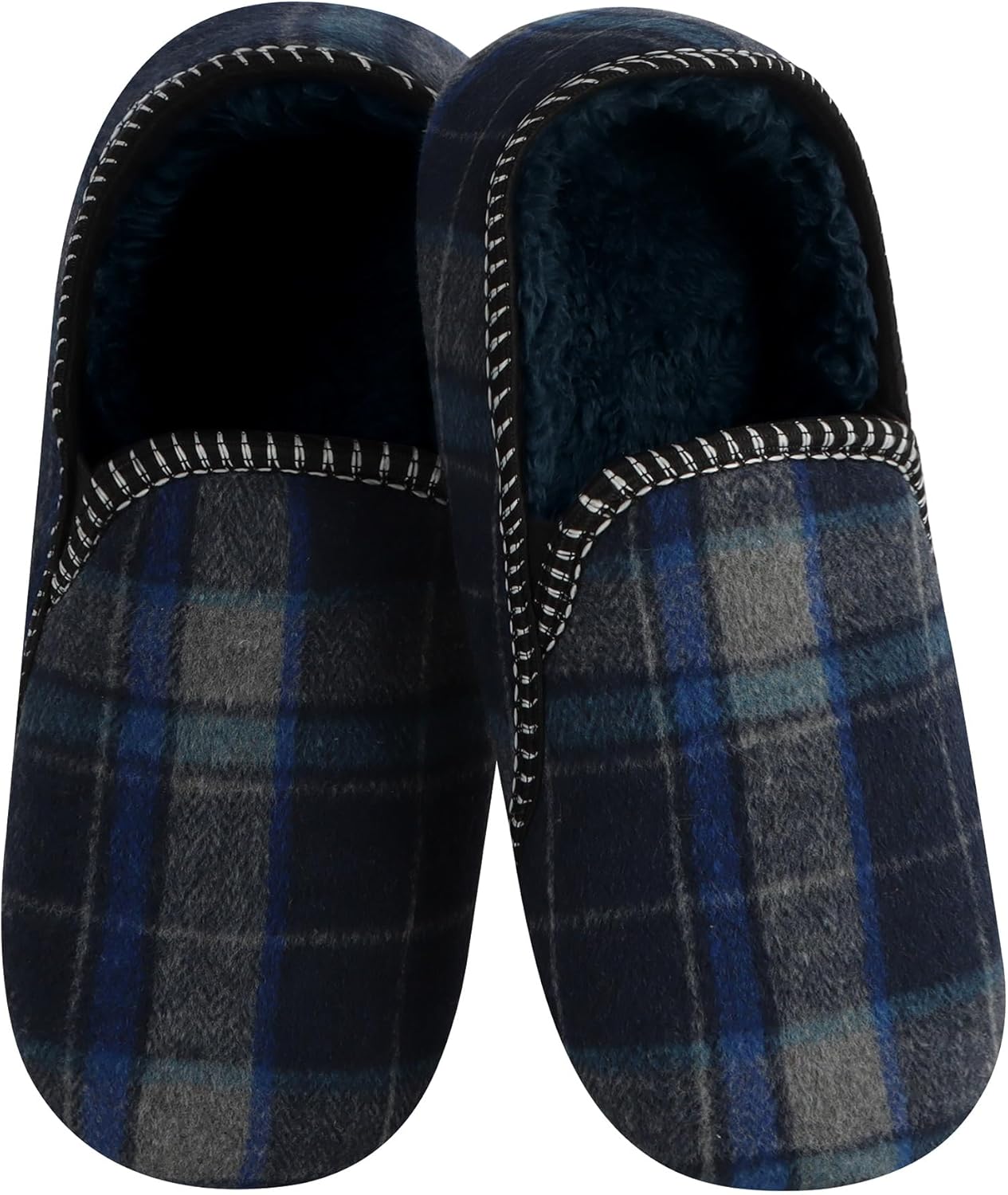 

Домашние тапочки Snoozies Alpine Plaid для мужчин, с мягкой подошвой против скольжения и теплой подкладкой из шерпа, синий