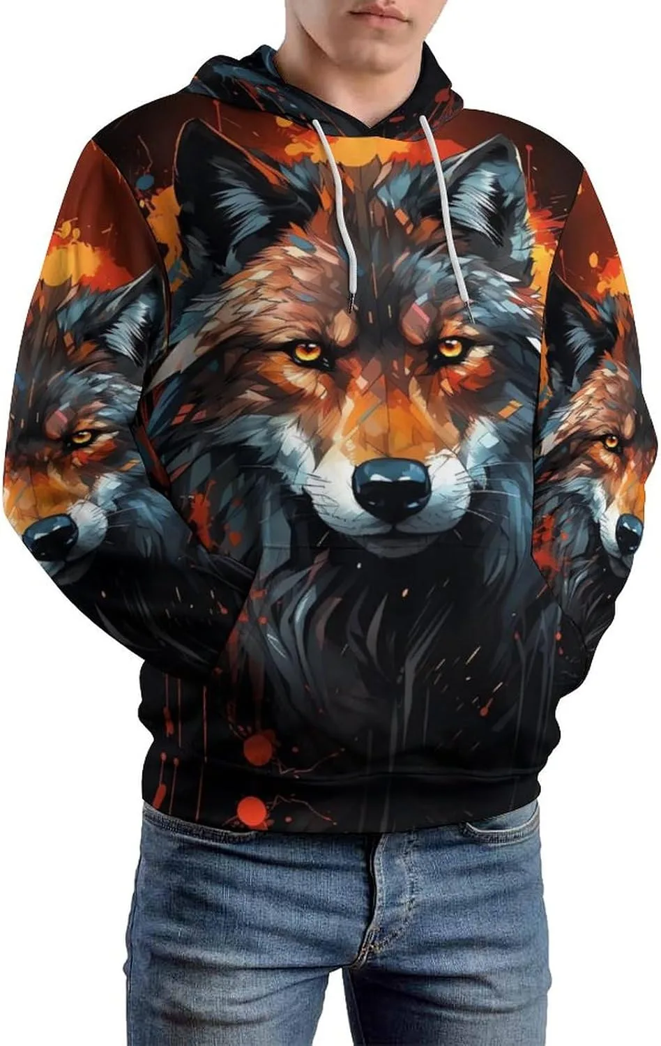 

Мужской худи MARSVOVO Galaxy Wolf с 3D-принтом