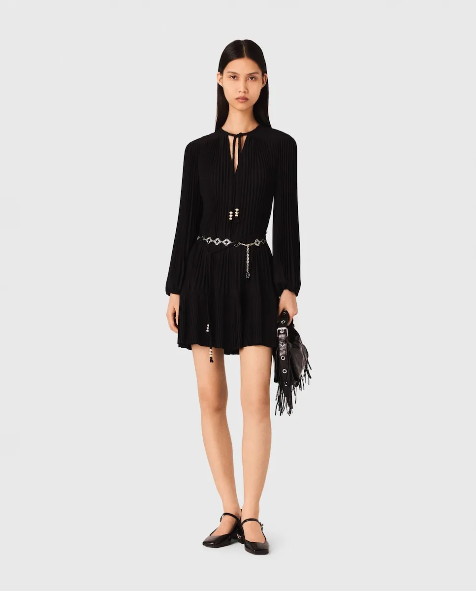 

Плиссированное короткое платье Maje, черный