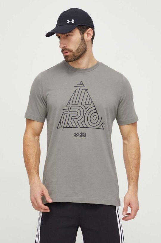 

Хлопковая футболка adidas, бежевый