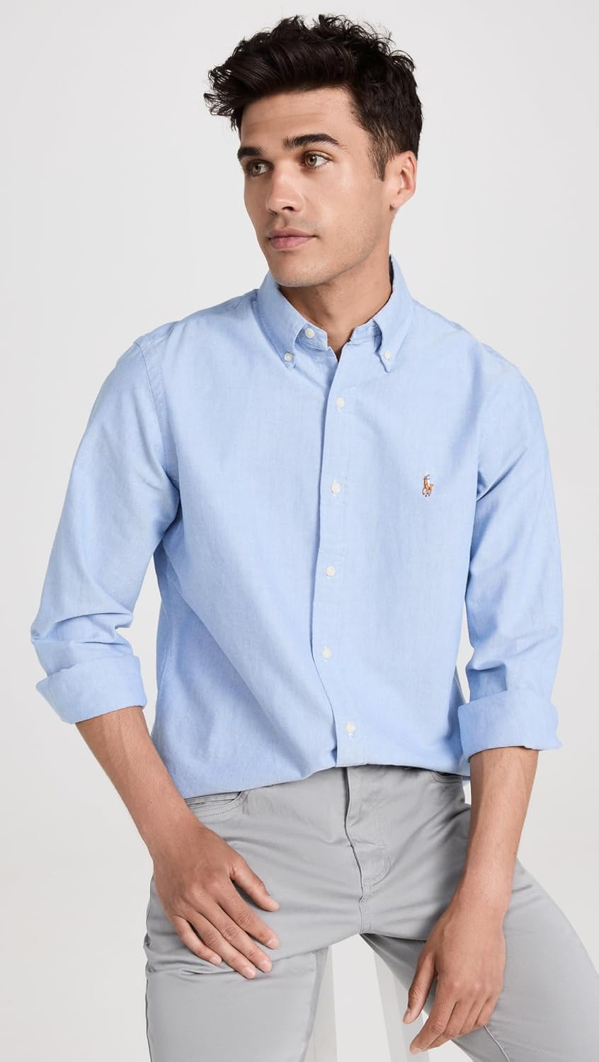 POLO RALPH LAUREN Мужская классическая рубашка Iconic Oxford, Blue — фото 2