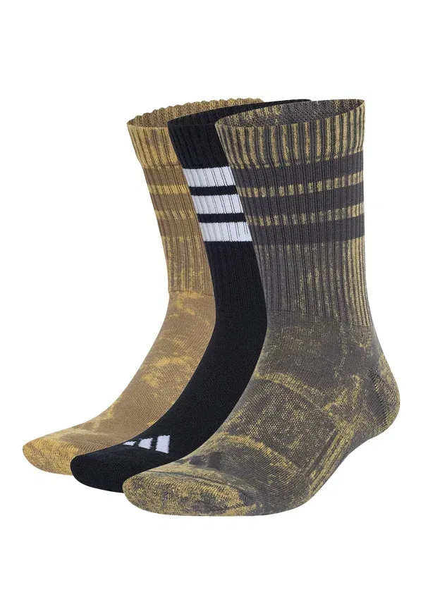 Носки спортивные Adidas Performance 3 stripes cushioned crew stone wash 3 pair pack, серый хаки, черный белый