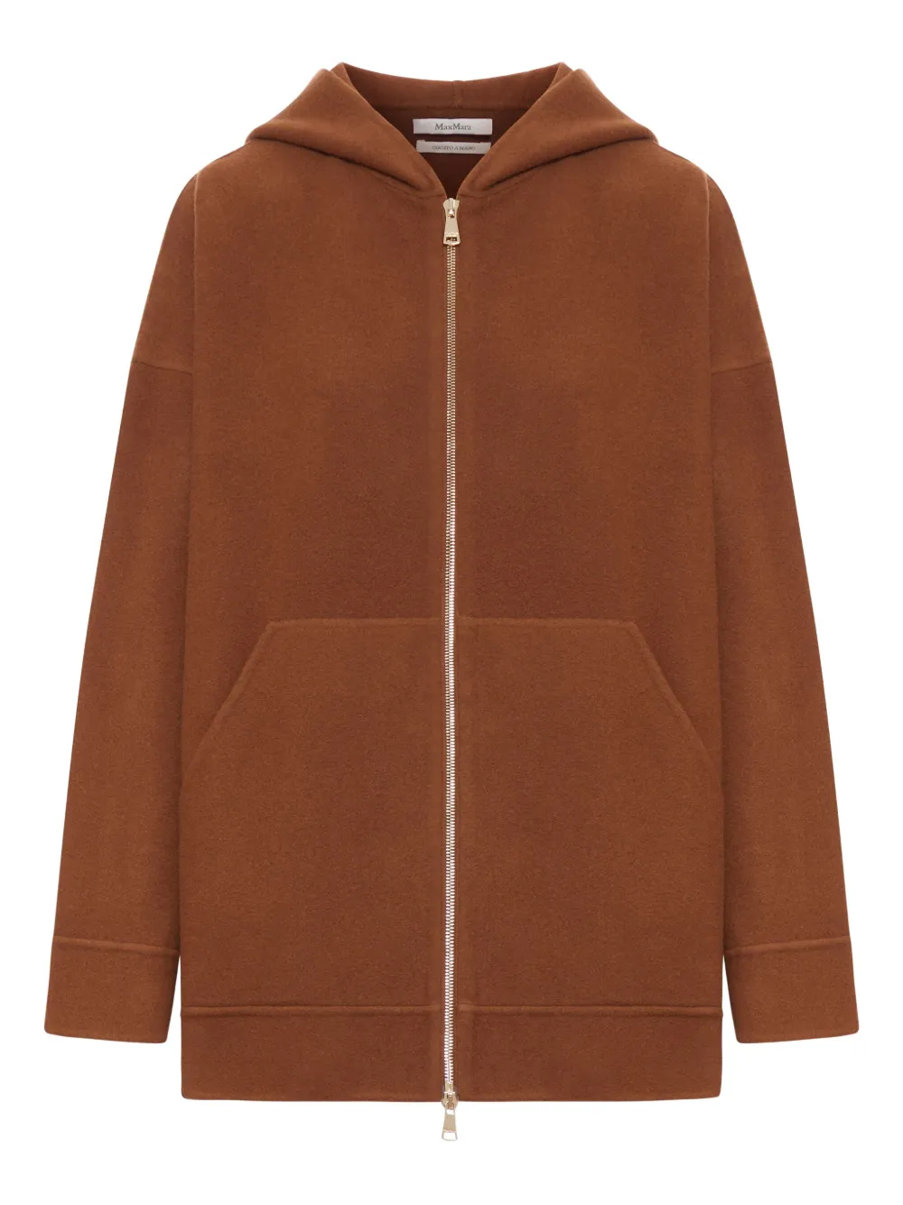 

Шерстяная толстовка с капюшоном на молнии MAX MARA, коричневый
