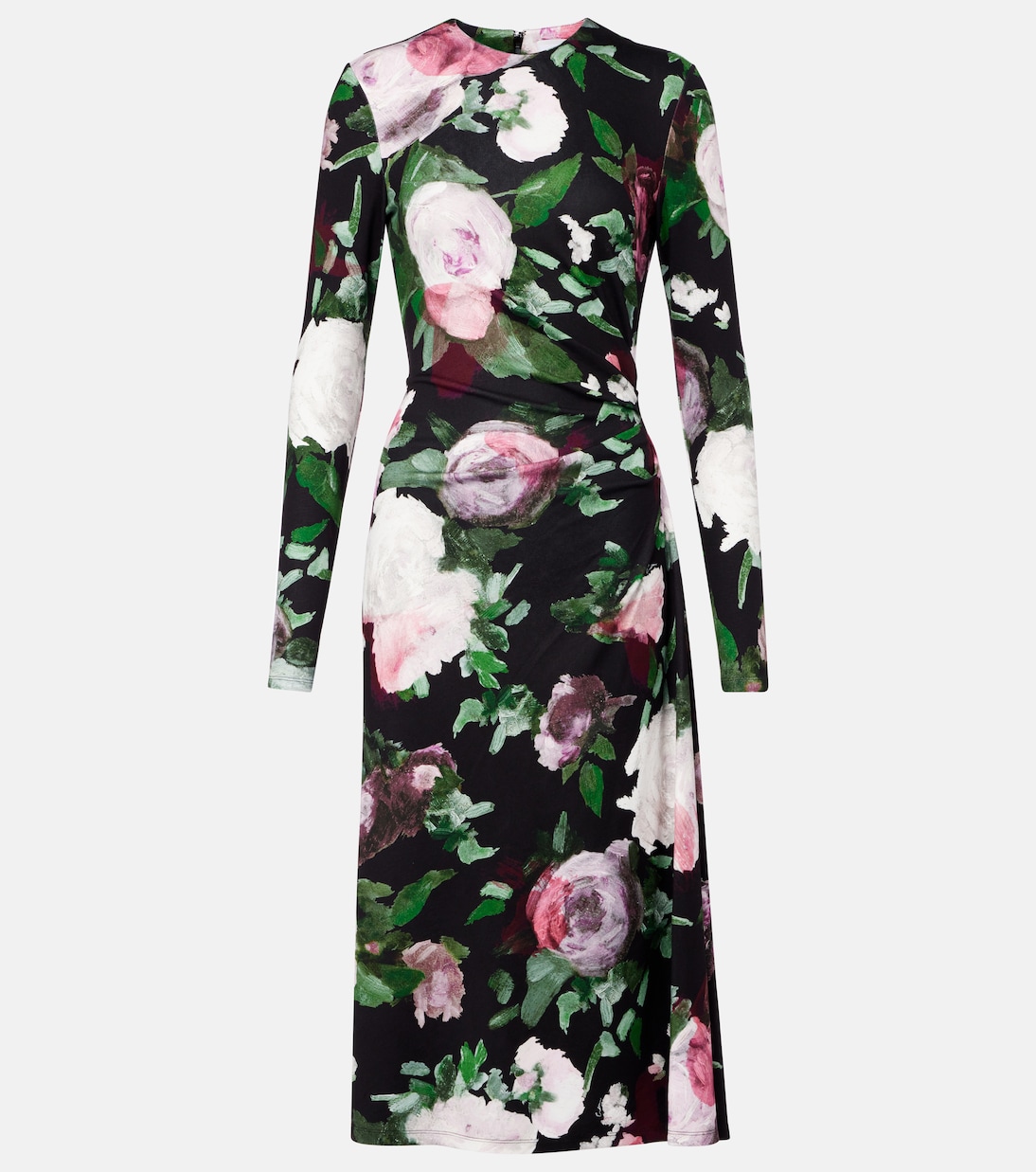 

Платье миди с драпировкой и цветочным принтом Erdem, Painted Rose Black