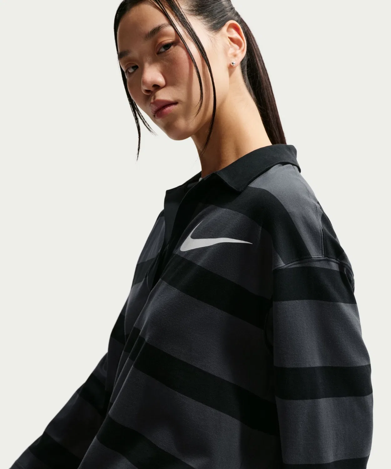 Лонгслив Nike Sportswear Prep хлопковый серый — фото 3