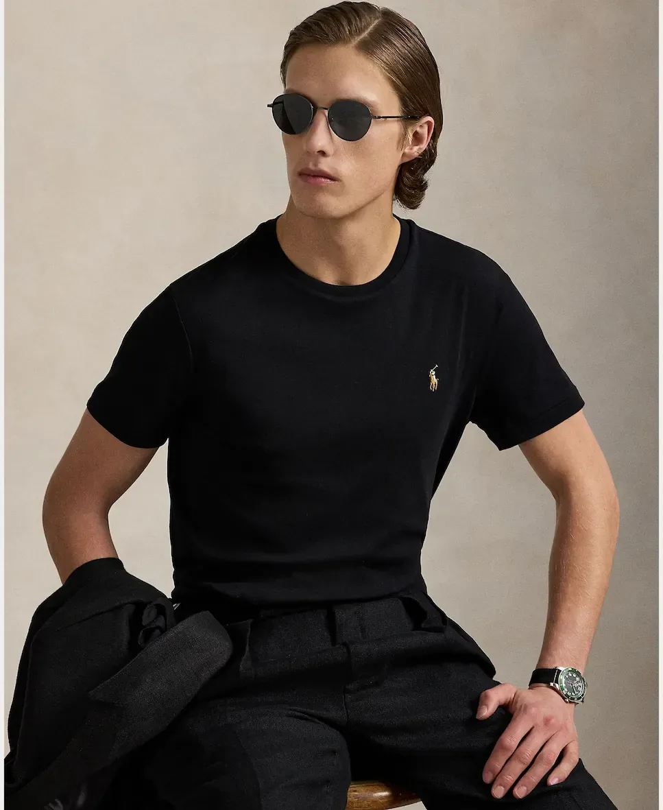 Мужская футболка из хлопка пима BCI Polo Ralph Lauren, черный — фото 4
