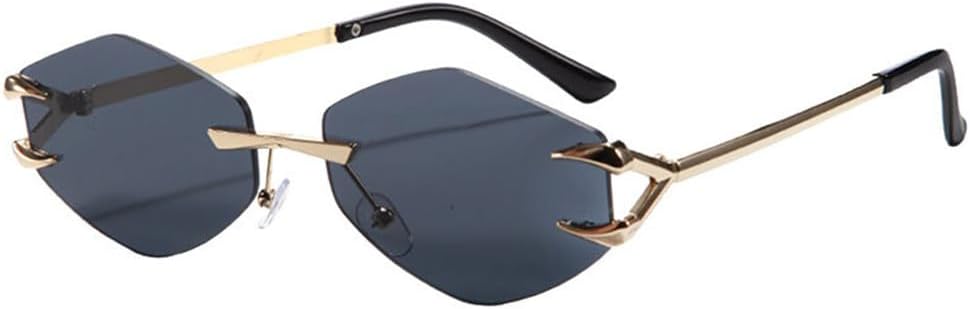 

Женские солнцезащитные очки без оправы с металлическими бриллиантами, модные и персонализированные, в маленькой оправе, с декоративными зеркальными линзами, для улицы. Солнцезащитные очки LOVQZAOF, Black