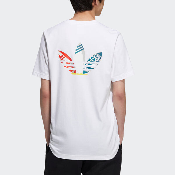 Футболка originals ts ss tee logo printing sports round neck short sleeve white Adidas, белый — фото 3