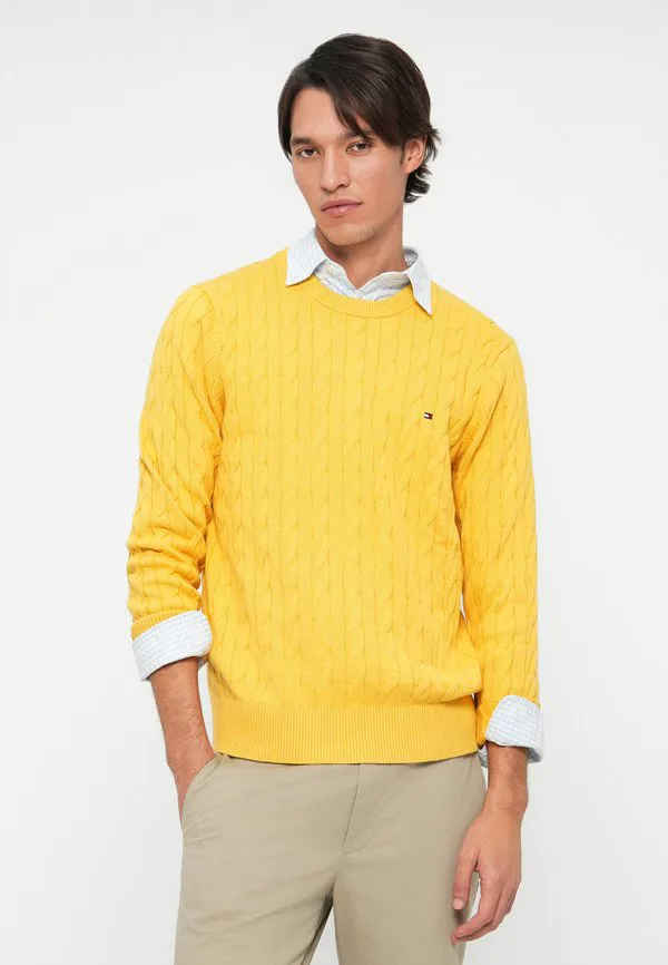 Свитер с вышивкой флага и косами Tommy Hilfiger, Morning Side Yellow Heather — фото 4