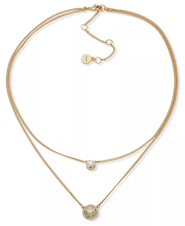 

Ожерелье с двумя рядами подвесок изумрудно-золотистого цвета Dkny, gold