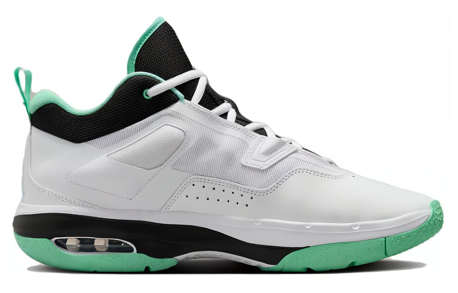Винтажные мужские баскетбольные кроссовки Jordan Stay Royale, Black/White/Green — фото 2