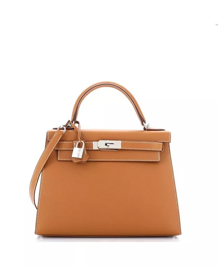 

Сумка Kelly 28 коричневого цвета Epsom с палладиевой фурнитурой Pre-Owned HERMÉS, золотой