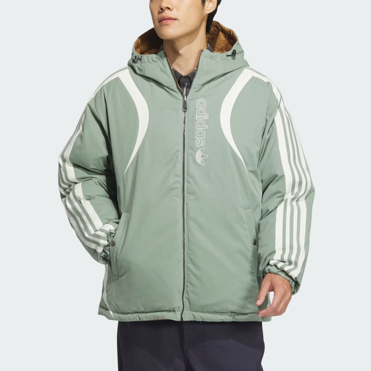 Стеганая куртка мужская пыльно-зеленый Adidas Originals — фото 3