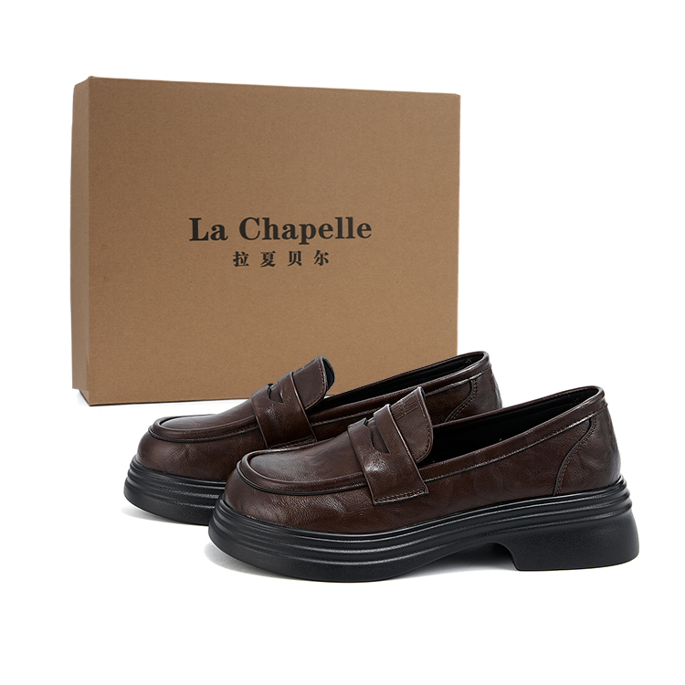 La Chapelle Лоферы женские на каблуке 3,6 см коричневые, цвет Brown