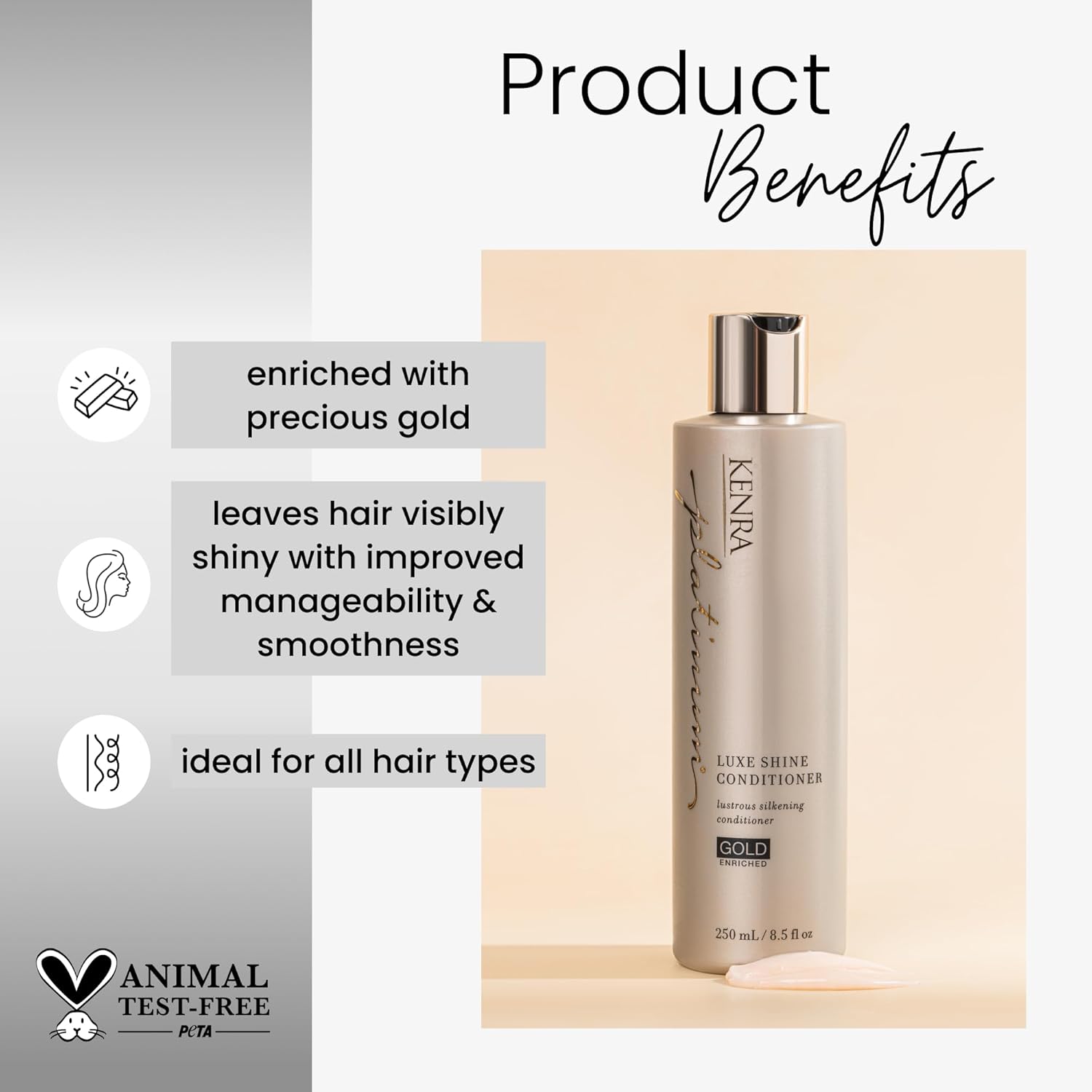 Кондиционер для лица Platinum Luxe Shine от Kenra, подходит как для мужчин, так и для женщин - 240 мл, прозрачный — фото 2