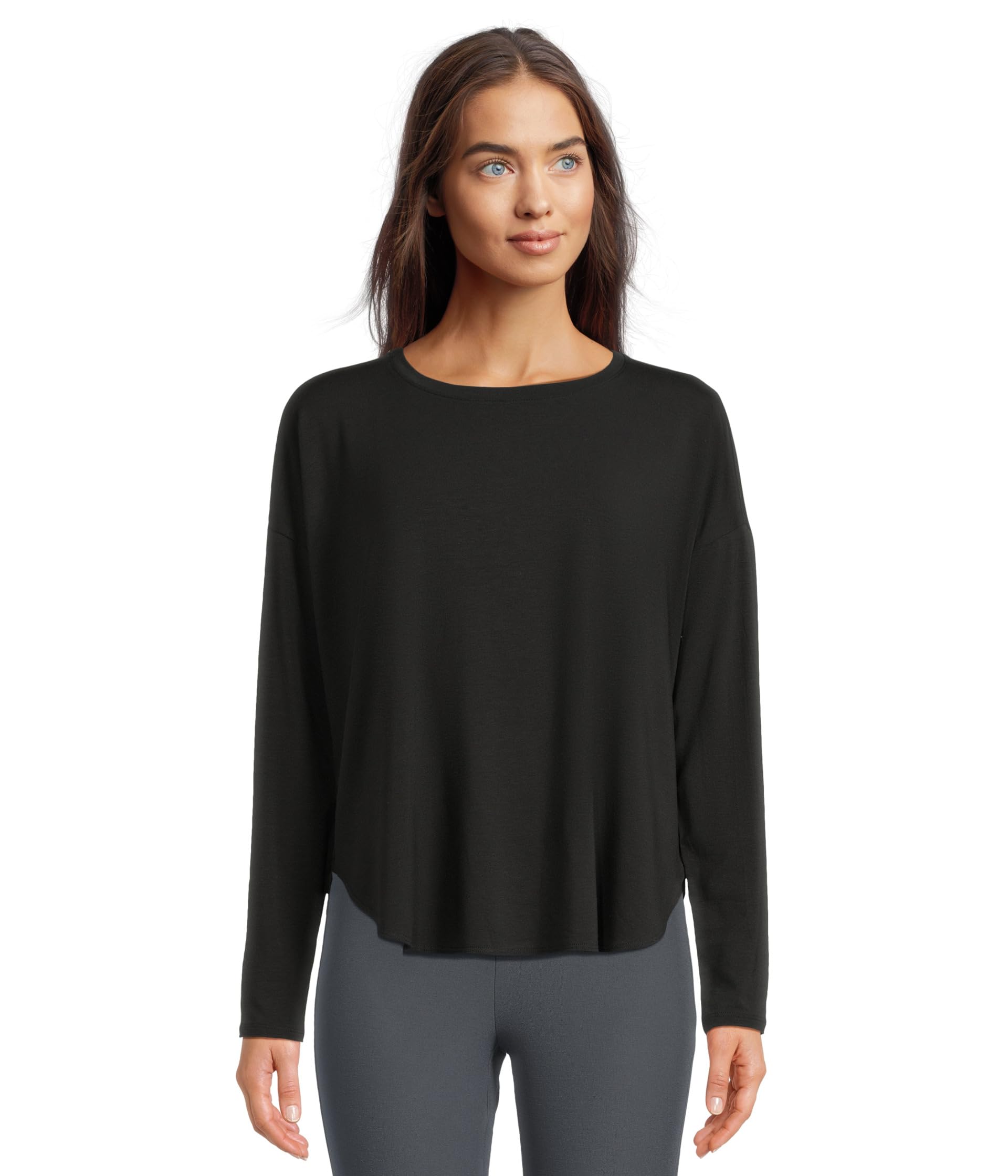 

Топ Eileen Fisher Round Neck Boxy Top, черный