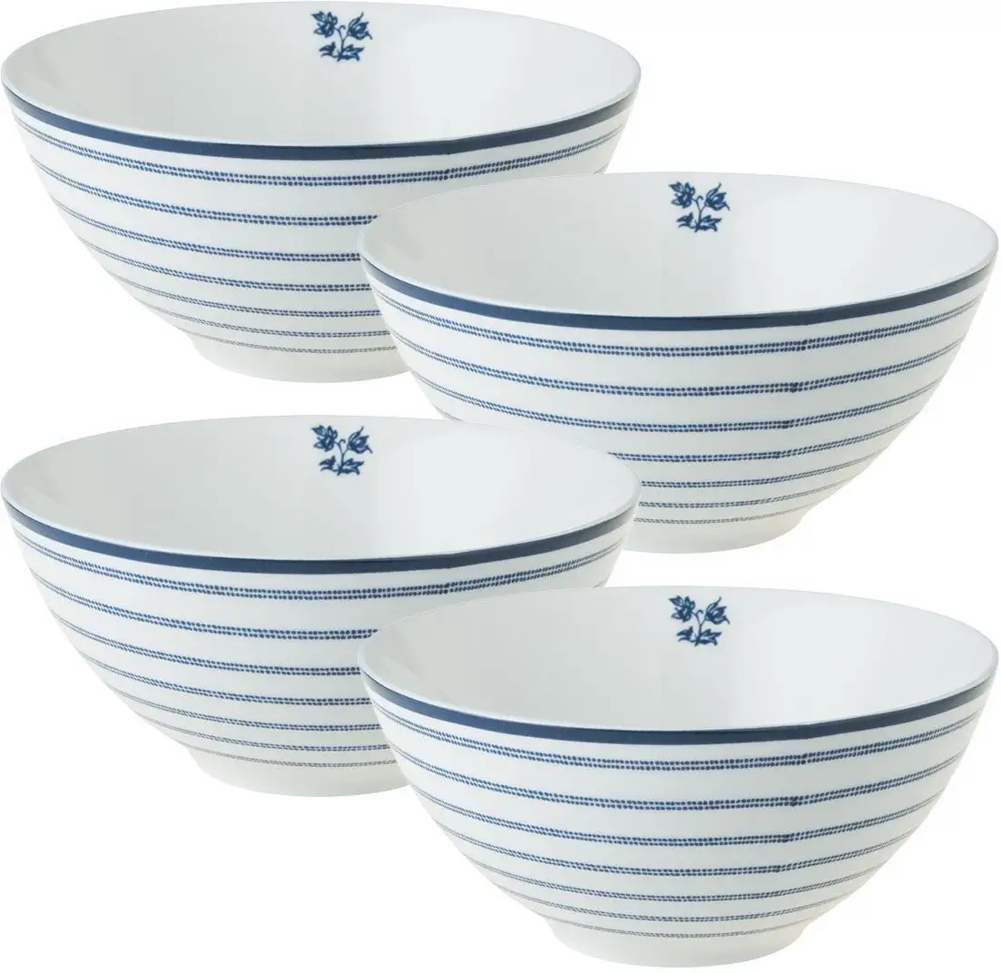 

LAURA ASHLEY BLUEPRINT COLLECTABLES Миска "Candy Stripe", 4 предмета, фарфор Ø 13 см, белый