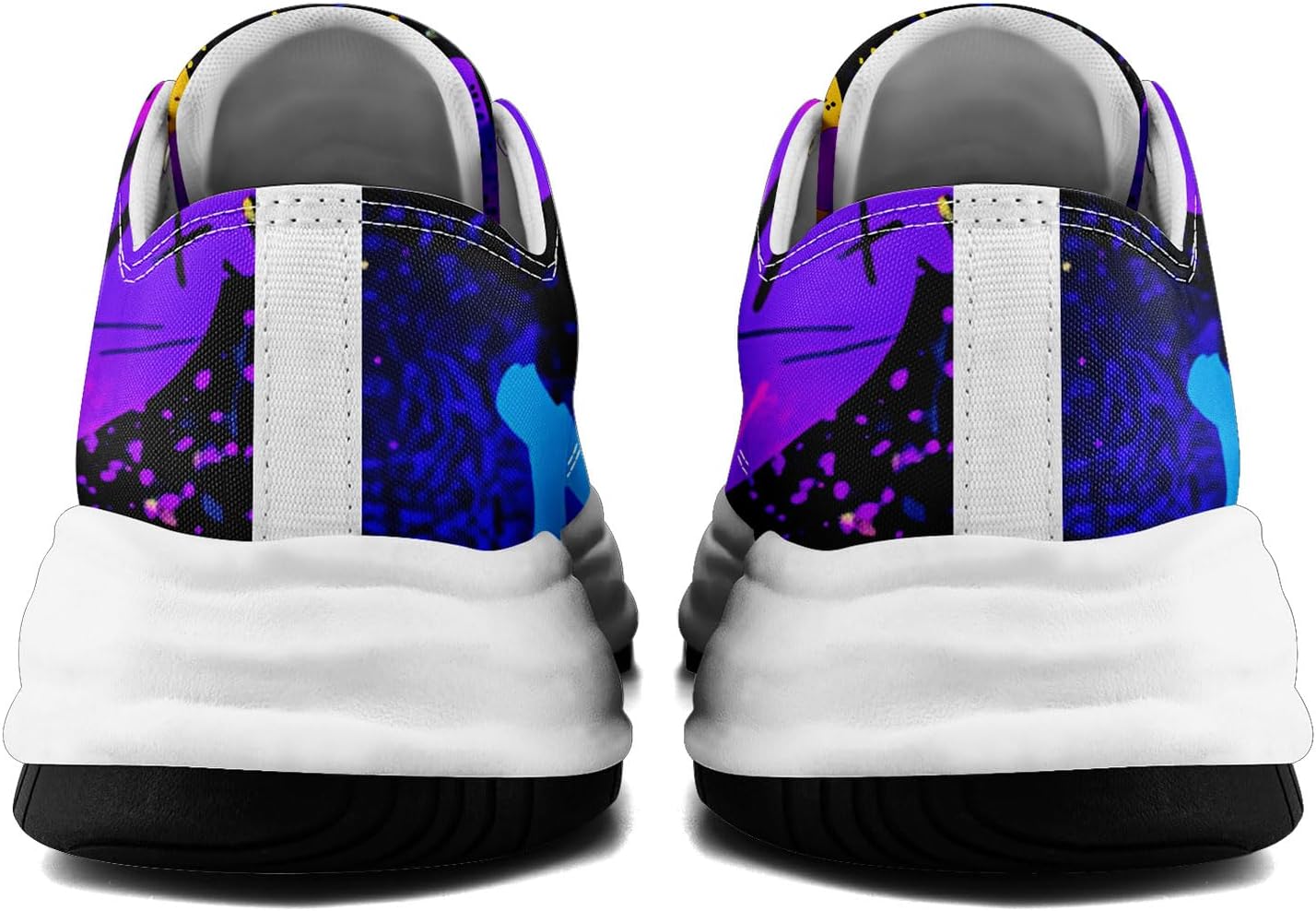 Мужские кроссовки coolcustomize из холщовой ткани с граффити, цветные повседневные низкие кеды на шнуровке для женщин с абстрактным уличным арт-дизайном, желтый — фото 3