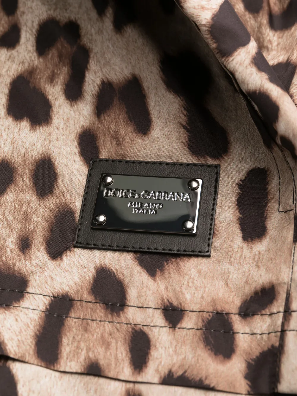 Плавки-шорты с леопардовым принтом и логотипом DOLCE & GABBANA, черный — фото 3