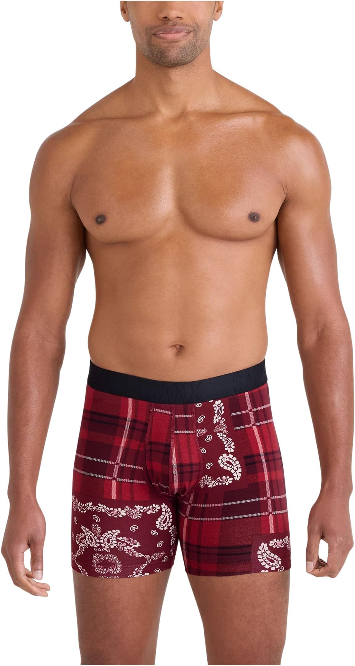 

Мужские трусы-боксеры из хлопка с охлаждением Droptemp SAXX UNDERWEAR, Paisley Plaid/Red