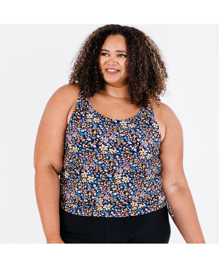 

Купальник-танкини Maya больших размеров: верх со съемными чашечками и плавки Calypsa, Evening blossoms