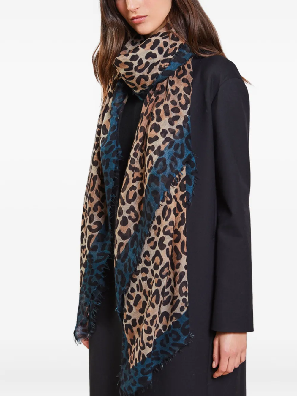 

Шарф с леопардовым принтом и бахромой FALIERO SARTI, коричневый