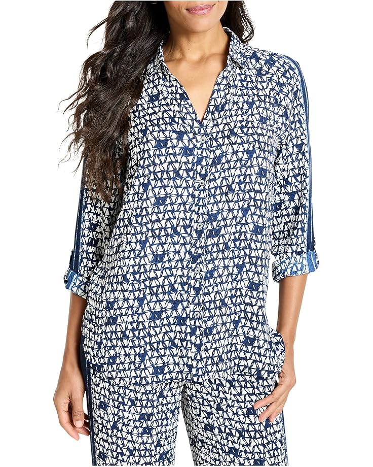 

Рубашка NIC+ZOE Petite Etched Angles Shirt, индиго мульти